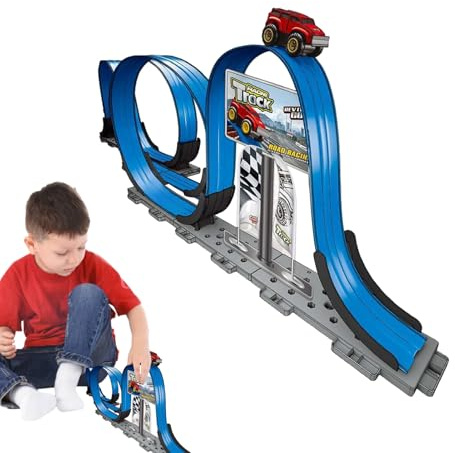 Riaisttd Slotcar Rennstrecken Spielset - Flexibles Magnetisches Fahrzeugspiel | Magnetische Rennstrecken Rennwagen - Für Kinder Mädchen Geburtstagsfeier Klassenzimmer Belohnungen Weihnachtsferien