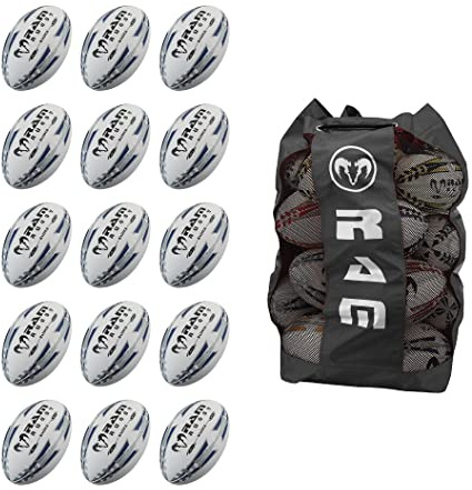 Ram Rugby Match Ball Bundle – 15 x Raider Match Ball + borsa traspirante