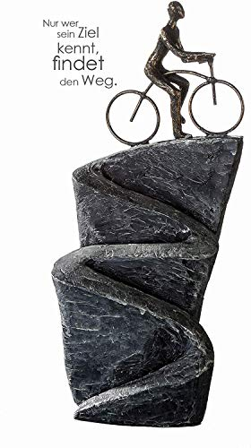 Casablanca Deko Skulptur Figur Dekofigur - aus Kunstharz - Motiv: Aufwärts - Farben: Bronze Silber - Dekoration Fahrrad - Höhe 37 cm