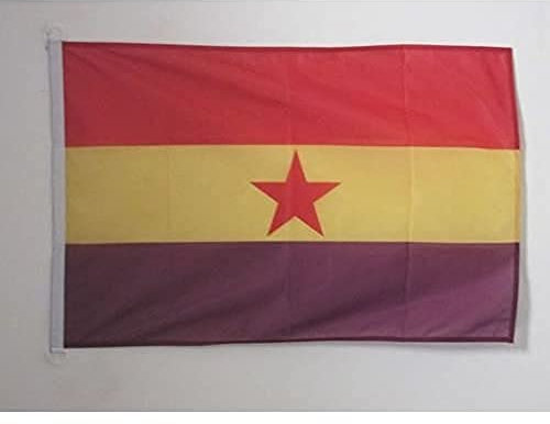 BANDERA NAUTICA ESPAÑA REPUBLICANA ESTRELLA ROJA 45x30cm - Pabellón de conveniencia DE LA REPUBLICA ESPAÑOLA 30 x 45 cm anillos - AZ FLAG
