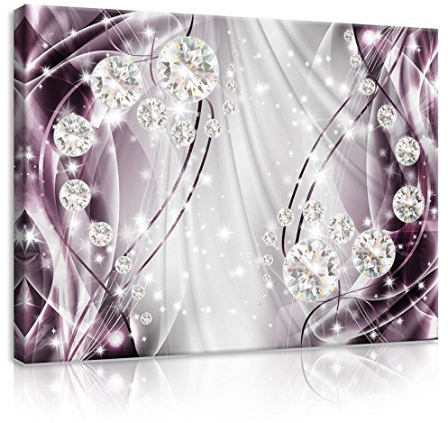 Forwall Bilder Canvas Abstrakt, Diamanten, Silber und Violett O1 (100cm. x 75cm.) Leinwandbilder Wandbild AMFPP10404O1