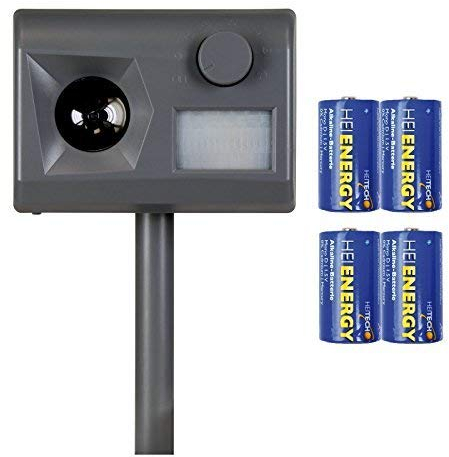 Weitech Garden Protector 3 - inklusive 4 Heitech Mono/D Batterien - Ultraschall Vertreiber gegen Katzen, Hunde, Füchse, Marder, Kaninchen, Reiher
