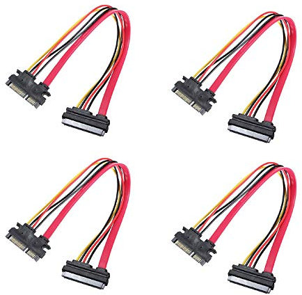 Comidox Lot de 4 câbles d'extension SATA mâle vers femelle 30 cm M/F 22P 7 + 15 broches