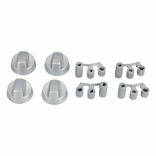 LUTH Premium Profi Parts Knebelset 41mmø Silbern Mit Adaptern Universal für Kochfeld Alle Marken 16-Teilig