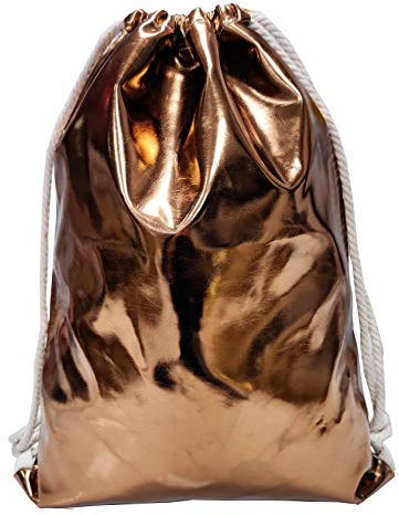 JameStyle26 Turnbeutel Hipster Rucksack Metallic Style Tasche Kordelzug Sportbeutel Bag Gym Sack Strandbeutel Gold Bling (Bronze)