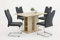 Hela Tische, 5-TLG Essgruppen Alina, Säulentisch Sanremo Eiche 120-180x80cm und 4x Schwingstuhl Anthrazit, Metallgestell Chrom