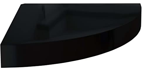 vidaXL Eckregal Schweberegal Wandregal Bücherregal CD DVD Regal Wandboard Hängeregal Wand Dekoregal Hochglanz-Schwarz 25x25x3,8cm MDF