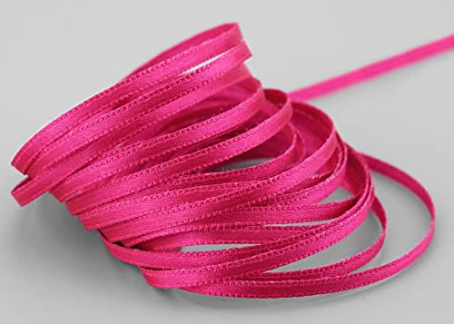 finemark 50 m x 3 mm Satinband PINK (606) doppelseitiges Schleifenband aus Satin ohne Draht weich und glänzend Geschenkband Deko Band Double face Dekoband Dekorieren Kordel Basteln