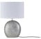 KHG | Moderne Tischlampe in Silber aus Keramik | Leuchtmittelfassung: E14 | Maße: 15,0cm x 37,0cm | Tischleuchte mit Stoffschirm in oval Glamour Tischleuchte