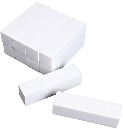 10 Pcs Nail Buffer Blocks, 4-Sided Nail File Sanding Blocks, Manicure Pedicure Tools, Smoothing Shaping and Buffing for Natural, Acrylic and Gel Nails - White