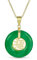 Bling Jewelry Collier De Style Asiatique Avec Disque Rond En Forme De Beignet, Symbole Chinois De La Bonne Fortune Et De Fu Teint En Vert Collier Pour Femmes En Argent Sterling Plaqué Or 14K