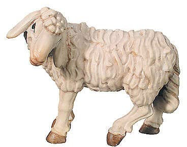 Stehendes Schaf aus Holz für 15 cm hohe Raffaello-Krippe, Grödnertal