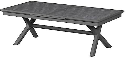 Hespéride - Axiome Ausziehbarer Gartentisch, Dunkelgrau - 12 Sitzplätze - Rostfreies, epoxidbeschichtetes Aluminium - Automatische Ausziehfunktion