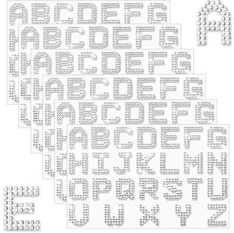 156 Stück Silber Flash Strass Buchstaben Aufkleber, 26 Buchstaben Selbstklebende Aufkleber, Acrylmaterial für DIY Kunst Handwerk Abschluss Kappe Dekoration