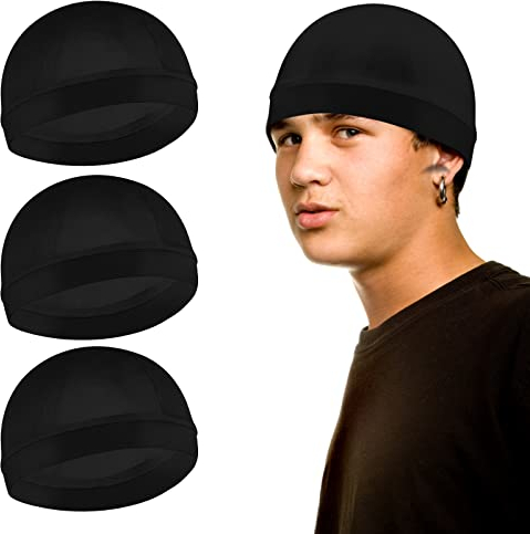 Sibba 3 Stück Unisex Satin Silky Wave Caps 360 540 720 Wave Elastisches Band Silky Durag Kopfbedeckung Strümpfe Perücke Beanie Cap Weich Atmungsaktiv Skullies Beanies Cap für Schlafen One Size