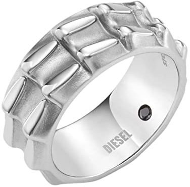 DIESEL Ring Für Männer Stahl, Breite: 10mm Silber Edelstahlring, DX1394040