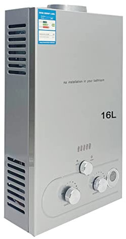 CDZHLTG Scaldabagno a Gas GPL 16L 32kW, Portatile Istantaneo Senza Serbatoio Scaldabagno Butano Propano, Doccia allaperto Bagno, Adatto Casa Campeggio Esterno RV, con Doccia Kit