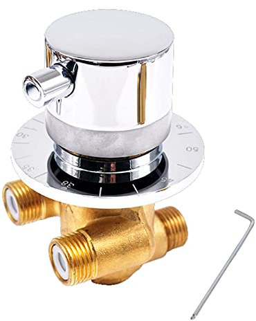 Mitigeur Robinets Douche Thermostatique 1 Sortie, Laiton Mitigeur Baignoire Thermostatique, Mitigeur Thermostatique Pour Douche Bain Cabine, G1/2, Argent