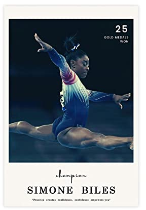 MJKO Simone Biles Leinwand-Poster, Schlafzimmer, Dekoration, Sport, Landschaft, Büro, Raumdekoration, Geschenk, ohne Rahmen, 30 x 45 cm