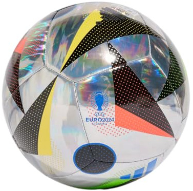 Adidas Unisex-Adult EURO24 Training Foil Soccer Ball, Silver Metallic/Black/Glory Blue, 5