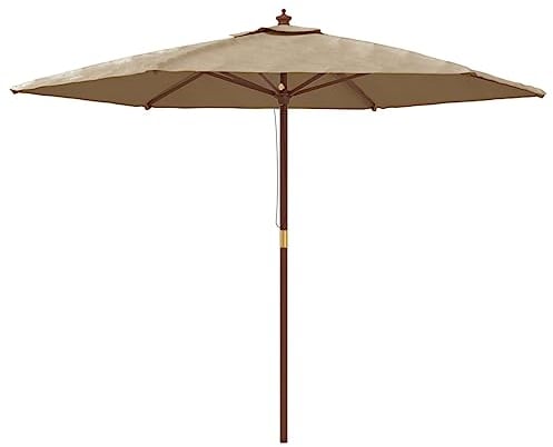 vidaXL Parasol de jardin avec mât en bois taupe 299x240 cm, parasol, parasol d'extérieur, parasol de patio, parapluie, parasol de terrasse