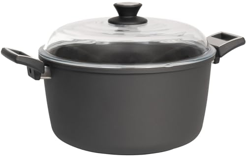 SKK großer XL Universal-Topf Ø 32 cm - induktionsgeeignet - Gemüsetopf Aluguss beschichtet Kochtopf mit Deckel aus Glas - Made in Germany