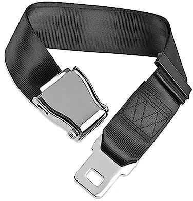 Gurtverlängerung Flugzeug,Universal Verstellbare Sicherheitsgurt Verlängerung,Anschnaller Verlängerung für Flugzeugsitze,Seat Belt Extender mit Edelstahl Gürtelschnalle Clip,25-80 cm,Schwarz