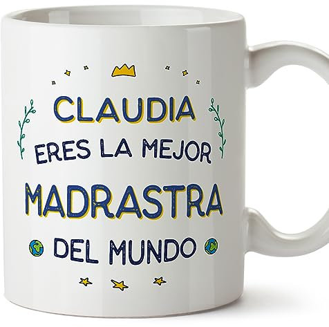 MUGFFINS Tazas Personalizadas para MADRASTRA - En Español - Mejor del Mundo - 11 oz / 330 ml - Regalo personalizable original y divertido