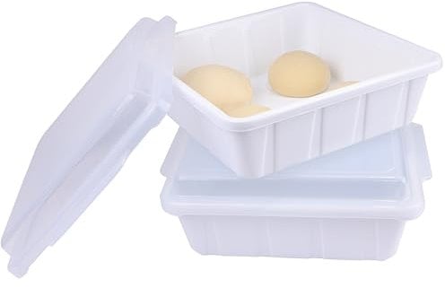 LUVCOSY 2 Cajas para Masa de Pizza con Tapa, fermentadora de masa,caja de fermentación para pizza,30 x 30 x 9 cm, Blanco