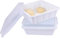LUVCOSY 2x Pizzaballenbox mit Deckel, Stapelbare Gärbox für Pizzateig & Brotteig, Teigbox für 4 Pizzaballen, 30x30x9 cm Teigwanne für Pizzateig, BPA-frei Weiß Pizzateigbehälter