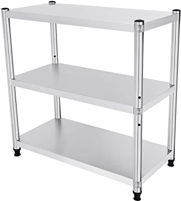 Treeisland Edelstahl Regal Küche Aufbewahrungsregal 3 Ebenen Küchenregal Edelstahl Gastro Edelstahlregal für Küche, 80x80x40 cm