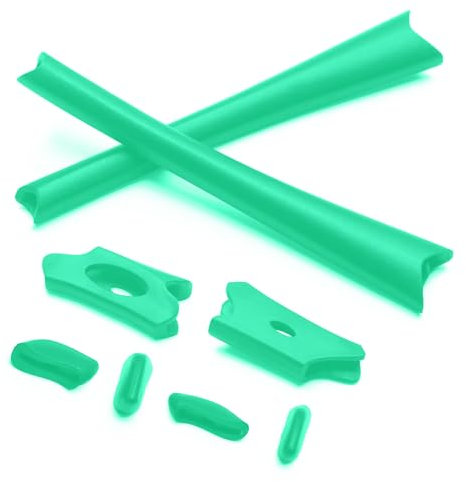 PapaViva Replacement Rubber Kits Nose Pads Pieces & Earsocks for Oakley Flak Jacket OO9008/Flak Jacket XLJ OO9009 Sunglasses - Celeste