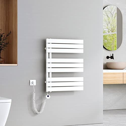 EMKE Scaldasalviette elettrico con wifi termostatato,762x600 mm,Bianco | Pannello asciugamano elettrico con asta di riscaldamento con timer,400W