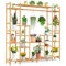 HOMASIS Blumenregal mit 18 Ablageflächen & Hängestange, Pflanzenregal aus Bambus, Pflanzenständer Blumenständer für Wohnzimmer, Balkon, Garten, Terrasse, 167 x 30 x 166 cm, Natur