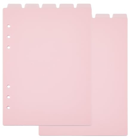 SUPERFINDINGS 10 Feuille A5 6 Trous Index Page en Plastique Givré Discbound Notebook Index Intercalaires Feuilles Rose Intercalaires Supérieurs Vierges Classeurs à Feuilles Mobiles 219x148mm