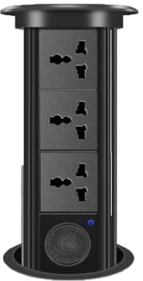 Pop-Up Socket Smart Electric Countertop Wireless Charging Kitchen Desk Lifting Socket Suitable for Home Office Desk,Black-Three-Jacks+Bluetooth-Speaker