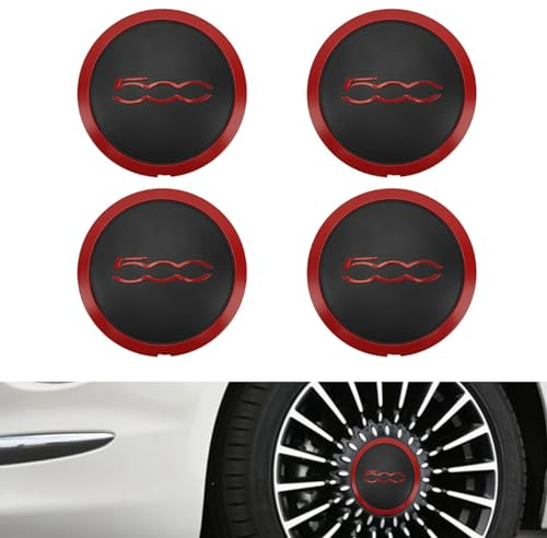 Confezione 4 Coprimozzi Ruota, Coprimozzi Ruota Con Bordo Cromato Per Fiat 500 51884863 Compatibile Con 68078419ac 68078421ac Sostituzione Coprimozzo Ruota Resistente Al Calore Per Fiat 500
