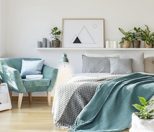 Lightbox Retro Wandlampe mit Zugschalter & schwenkbarem Kopf - in Hellblau - einstellbare Wandleuchte für das Schlafzimmer - 13 x 13 x 20 cm - E14, max. 28 W - aus Metall