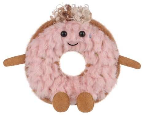 Apricot Lamb Erdbeere Donut Essen Plüschtiere für Kinder, weiche niedliche Kuscheltier für Baby Mädchen und Jungen, Flauschige Donut Essen Rosa 12 cm