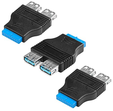 CERRXIAN - Lote de 3 adaptadores de divisor USB 3.0 a placa base 20 pines USB 3.0 20 pines a doble USB 3.0 interno para conector de Windows para puertos USB directamente en su placa base