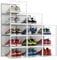 Pinkpum XXL Shoe Boxes, 12 Pack Clear Plastic Stackable Shoes Storage Organiser, Fit Size 14, Sneakers Containers, Great Substitute for Shoe Rack, White