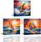 Piy Painting Impression sur Toile Paysage, Peinture à l’huile de Bateau, Image sur Toile, Tableau Decoration Murale pour Cuisine Salon Bureau Salle à Manger 3x 30x30cm, Cadre Intérieur en bois