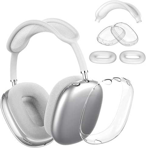 Silicone Case Cover for AirPods Max Headphones, Anti-Scratch Ear Pad Case Cover/Clear TPU Ear Cups Cover/Headband Cover for AirPods Max, (White)