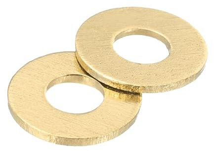 sourcing map M4 Flat Washer, 200 Pcs Brass Ring Flat Washers 10mm OD 0.8mm Thick Metal Sealing Gasket Ring for Screws Bolts Nuts