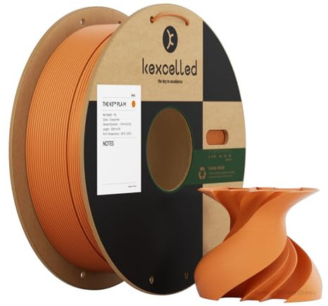 kexcelled Matte PLA Filament 1,75 mm +/- 0,03 mm, Glanzfreie Farbe, Matt Textur, 3D Drucker Filament, 1 kg Spule (2,2 lbs), Passend für die Meisten FDM Drucker, Ordentliche Wicklung, Sonnenorange