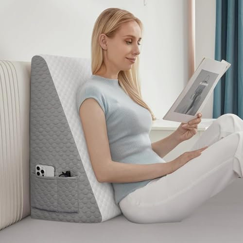 Sonhomay Bettkeilkissen mit Memory-Schaum-Oberseite, Schaumstoffkissen mit waschbarem Bezug, dreieckiger Neigungskeil für Säure-Reflux, Gerd, Schnarchen, Nacken, Rücken, Knie, Schmerzlinderung,