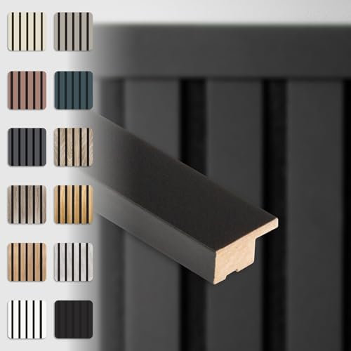 HEXIM Abschlussleiste 275x2,7cm passend für unsere Akustikpaneele - flexible Lamellenwand Holz MDF Wandpanelee Lamellenverkleidung Wandverkleidung (1 Abschlussleiste Black Edition - APA12)
