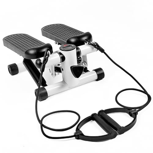 YSSOA Mini Stepper with Resistance Band, Stair Stepping Fitness Exercise Home Workout Equipment for Full Body Workout