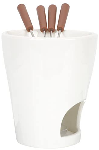 BEBEMOKO 1 Jeu fondoir à fondue au chocolat tasses chauffe-fruits de mer mini-glace creuset de bougies fonte fondue savoyarde fondue fromage poêle en céramique marmite compacte blanche