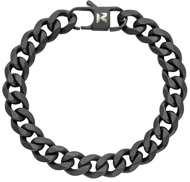 kohlenstoff 12 Cuban Bracelet Armband Schwarz 10,5mm für Damen und Herren mit hochwertiger DLC Beschichtung aus Edelstahl